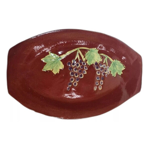 Chambee's Fire Glazed Pottery Wall Decor Platter With Napa Style Grapevine - Picture 1 of 4